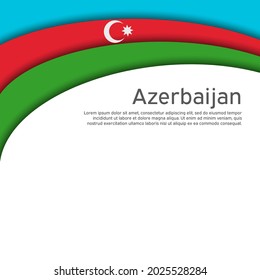 Abstract waving azerbaijan flag. Paper cut style. Creative background for design of patriotic holiday card. Azerbaijan national poster. State azerbaijani patriotic cover, flyer. Vector design
