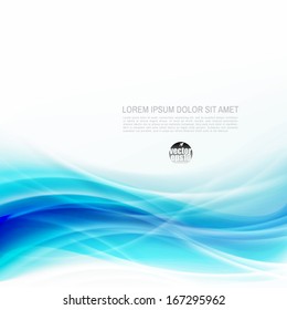 Abstract waving blue background and space for your text, vector illustration 