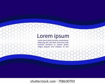 Abstract waving blue paper smooth template background.vector illustration.