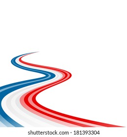 Abstract waving blue white red ribbon flag