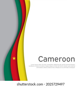 Abstract waving cameroon flag. Paper cut style. Creative background for patriotic, festive card design. National Poster. State cameroon patriotic cover, booklet, flyer. Vector tricolor design