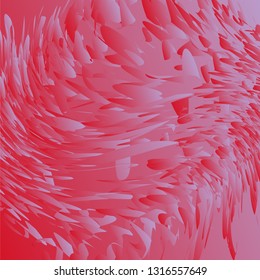 ABstract waving cut shapes in red background surrealism perspective