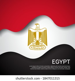 Abstract waving egypt flag. Paper cut style. Creative background for egypt patriotic holiday card design. Graphic background for the poster. Vector illustration of the Egyptian flag. Banner