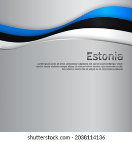 Abstract waving estonia flag. Paper cut. Creative metal background for design of patriotic holiday card. Estonia national poster. State estonian patriotic cover, flyer. Vector tricolor design