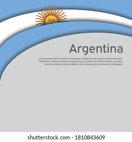 Abstract waving flag of argentina. Paper cut style. Creative background for Argentina patriotic holiday card design. National Poster. Argentinean state patriotic cover, flyer. Vector design