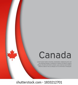 Abstract waving flag of canada. Creative background in canada flag colors for holiday card design. National Poster. State canadian patriotic cover, business booklet, flyer. Paper cut. Vector design