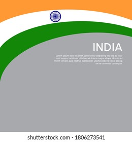 Resumen ondeando la bandera de la india. Fondo creativo para el diseño patriótico de tarjetas de vacaciones. Afiche nacional. Portada patriótica del estado indio, volante. Diseño de vectores tricolor