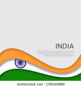 Resumen ondeando la bandera de la india. Estilo de corte de papel. Fondo creativo para el diseño patriótico de tarjetas de vacaciones. Afiche nacional. Portada patriótica del estado indio, volante. Diseño de vectores tricolor