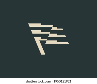 Abstract waving flag in minimalistic style logo concept. Universal pointer, success, finish vector emblem sign symbol mark logotype.