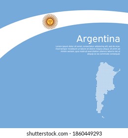 Abstract waving flag, mosaic map of argentina. Creative background for argentina patriotic holiday card design. Flat style. National Poster. Argentinean state patriotic cover, flyer. Vector design