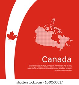Abstrakte schwingende Fahnenkarte von Canada. Kreativer Hintergrund in Canada Flaggenfarben für das Design von Ferienkarten. Nationales Poster. Staatliches kanadisches patriotisches Cover, Business Booklet. Vektorflachdesign