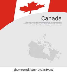 Abstract waving flag mosaic map of canada. Creative background in canada flag colors for holiday card design. National Poster. State canadian patriotic cover, business booklet. Vector flat design