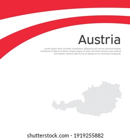 Abstract waving flag mosaic map of austria. Creative background for design of patriotic holiday card austria. National Poster. Paper cut style. Austrian business booklet, flyer. Vector flat design