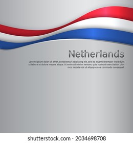 Abstract waving flag of netherlands. Paper cut . Creative metal background for patriotic holiday card design. National Poster. Cover, banner in state colors of the Netherlands. Vector tricolor design
