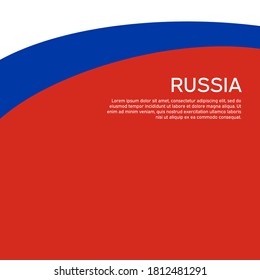 Abstract waving flag of russia. Flat style. Creative background for design of patriotic holiday card. National poster. State russian patriotic cover, flyer. Vector tricolor design