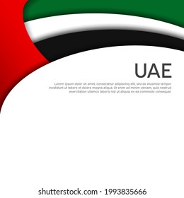 Abstract waving flag of united arab emirates. Paper cut style. Creative background for design patriotic holiday card of uae. National poster. UAE state business booklet, cover. Vector design