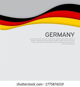 Abstract waving germany flag. Paper cut style. Creative background for design of patriotic holiday card. National poster. State German patriotic cover, flyer. Vector tricolor design