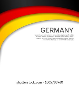 Abstract waving germany flag. Paper cut style. Creative background for design of patriotic holiday card. National poster. State German patriotic cover, flyer. Vector tricolor design