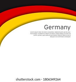 Abstract waving germany flag. Paper cut style. Creative background for design of patriotic holiday card. National poster. State German patriotic cover, flyer. Vector tricolor design