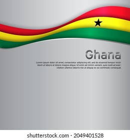 Abstract waving ghana flag. Paper cut. Creative metal background for design of patriotic holiday card. Ghana national poster. State patriotic cover, flyer. Vector tricolor design