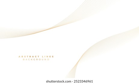 Abstract waving gold lines background white.