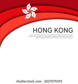Abstract waving hong kong flag. Paper cut style. Creative background for the design of patriotic hong kong holiday cards. National poster. Vector illustration, cover, banner