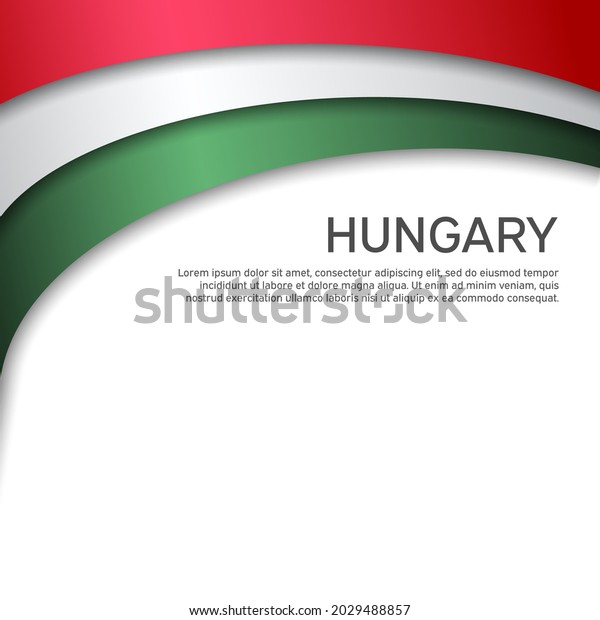 Abstract waving hungary flag. Paper cut style.\
Creative background for design of patriotic holiday card. Hungary\
national poster. State hungarian patriotic cover, flyer. Vector\
tricolor design
