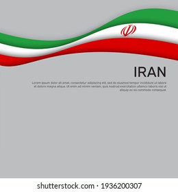 Abstract waving iran flag. Iranian state patriotic banner, flyer. Card design. Business booklet. Paper cut style. Creative background for the patriotic holiday. Iran national poster. Vector design