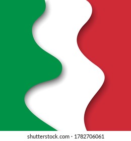 Abstract waving italy flag. Creative background for Italy holidays postcard design. Business booklet. Paper cut style. Graphic background for poster. Vector illustration of the italian flag. Banner