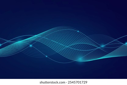 Abstract Waving Line Particle Technology Background.Trendy.abstract background.Vector illustration