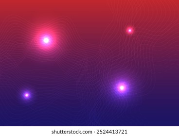 Abstract waving line technology on blue and red Background. 