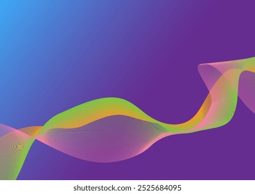 Abstract waving line technology on blue and purple Background.  For backdrop, book cover or banner.