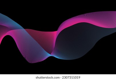 Abstract waving  lines on dark blue background. 