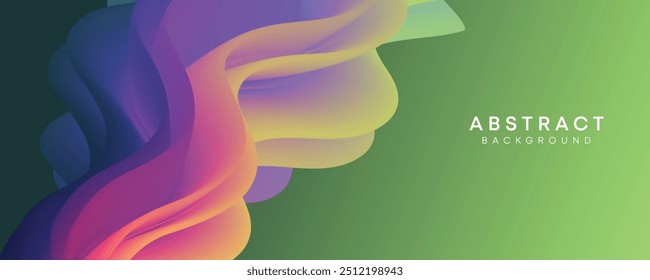 Abstract Waving Liquid blue, green, and Pink Gradient Background, Abstract Smooth Wave Fluid Purple, Orange, and Yellow Gradient Background for Cover, Flyer, Header, Poster, Slide, Brochure, Banner