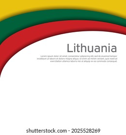 Abstract waving lithuania flag. Paper cut style. Creative background for design of patriotic holiday card. National poster. State lithuanian patriotic cover, flyer. Vector tricolor design