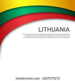 Abstract waving lithuania flag. Paper cut style. Creative background for design of patriotic holiday card. National poster. State lithuanian patriotic cover, flyer. Vector tricolor design