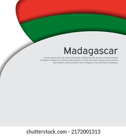 Abstract waving madagascar flag. State madagascar patriotic cover, flyer. Paper cut style. Creative background for design of patriotic holiday card. National poster. Vector design