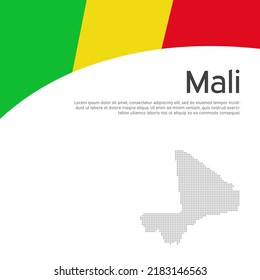 Abstract waving mali flag, mosaic map. Creative background for patriotic, festive mali card design. National Poster. State malian patriotic cover, booklet, flyer. Vector flat tricolor design