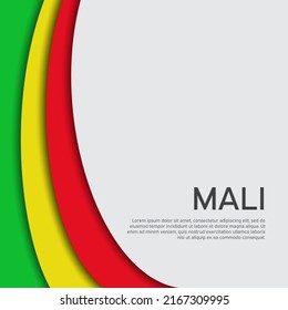 Abstract waving mali flag. State malian patriotic banner, cover, booklet, flyer. Paper cut style. Creative background for patriotic, festive card design. National Poster. Vector tricolor design