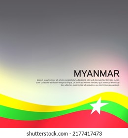 Abstract waving myanmar flag. Creative background for design of patriotic holiday card. National poster. State myanmar patriotic cover, flyer. Paper cut style. Vector tricolor design