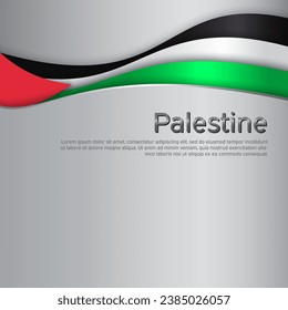 Abstract waving palestine flag. National palestinian poster. Creative metal background for design of patriotic holiday card. State palestine patriotic cover, flyer. Paper cut. Vector template design