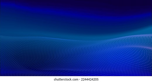 Abstract Waving Particle Technology Background Design. Abstract wave moving dots flow particles, hi-tech and big data background design for brochures