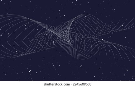 Abstract Waving Particle Technology Background Design. Abstract wave moving dots flow particles, hi-tech and big data background design for brochures, flyers, magazine, business card, banner. Vector