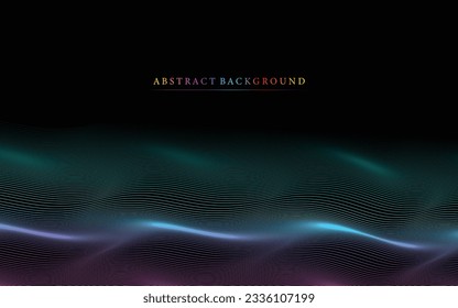 Abstract Waving Particle Technology Background Design. Abstract wave moving flow particles, hi-tech and big data background design for brochures, flyers, magazine, business card, banner. Vector