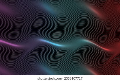 Abstract Waving Particle Technology Background Design. Abstract wave moving flow particles, hi-tech and big data background design for brochures, flyers, magazine, business card, banner. Vector