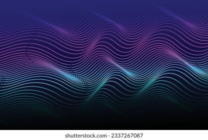 Abstract Waving Particle Technology Background Design. Abstract wave moving flow particles, hi-tech and big data background design for brochures, flyers, magazine, business card, banner. Vector
