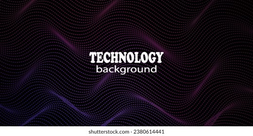 Resumen Diseño de fondo de tecnología de partículas de ondulación. Resumen de los puntos de movimiento de ondas de las partículas de flujo, diseño de fondo de alta tecnología y big data para folletos, volantes, revista, tarjeta de visita, banner. Vector