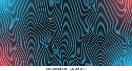 Resumen Diseño de fondo de tecnología de partículas de ondulación. Resumen de partículas de flujo de puntos de movimiento de ondas, diseño de fondo de alta tecnología y big data para folletos, volantes, revista. ilustración vectorial