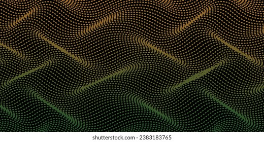 Abstract Waving Particle Technology Background Design. Abstract wave moving dots flow particles, hi-tech and big data background design for brochures, flyers, magazine, business card, banner. Vector