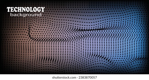 Abstract Waving Particle Technology Background Design. Abstract wave moving dots flow particles, hi-tech and big data background design for brochures, flyers, magazine, business card, banner eps10